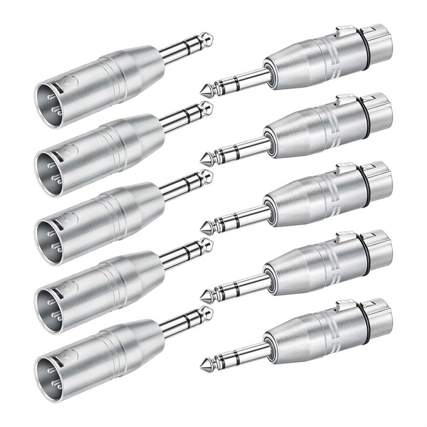 10 Pack XLR Adapter, 1/4 Inch TRS to XLR Connector