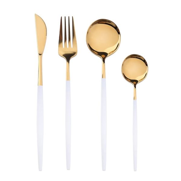 16 Pcs Stainless Steel Cutlery Set Black &amp; White &amp; Pink