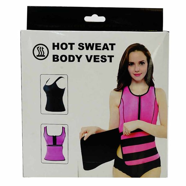 Adjustable Hot Sweat Body Vest Black/Pink
