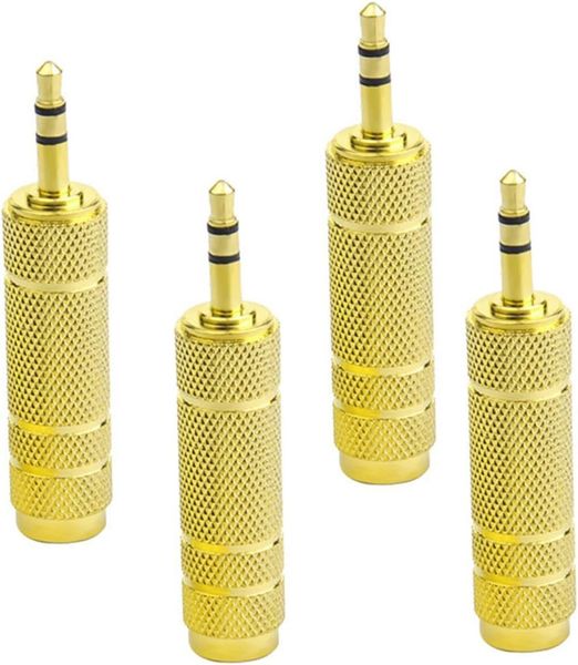 4pcs Male to Female Audio Cable Adapters Zinc Alloy Stereo Microphone