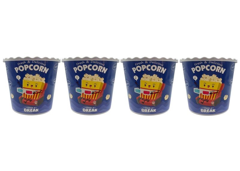 2.2L Plastic Reusable Popcorn Bucket - Blue - Set of 2
