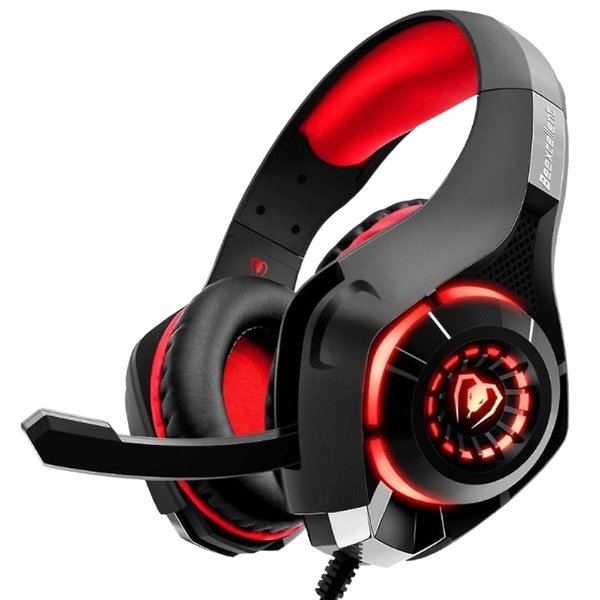 BEEXCELLENT - Wired Gaming Headset With Noise Cancelling Microphone - Red