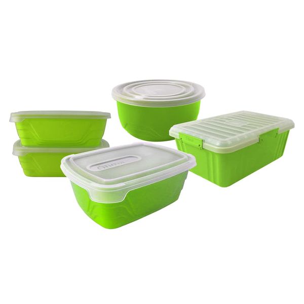 5 Piece Storage Containers - BPA Free Plastic - Various Sizes