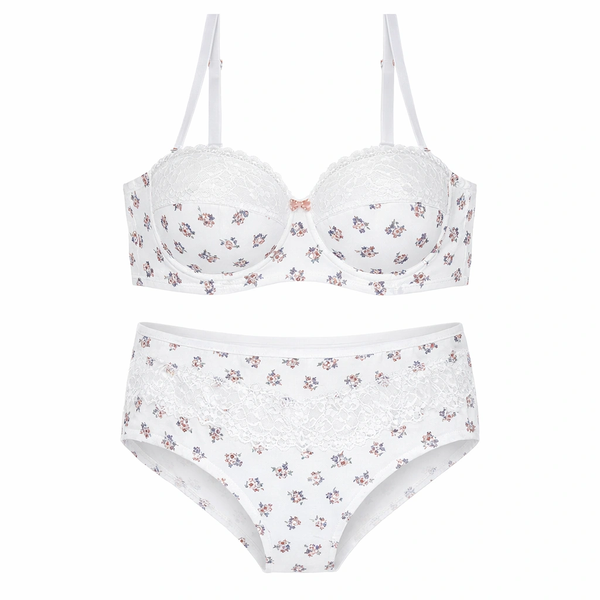 Floral Print Lingerie Set - White