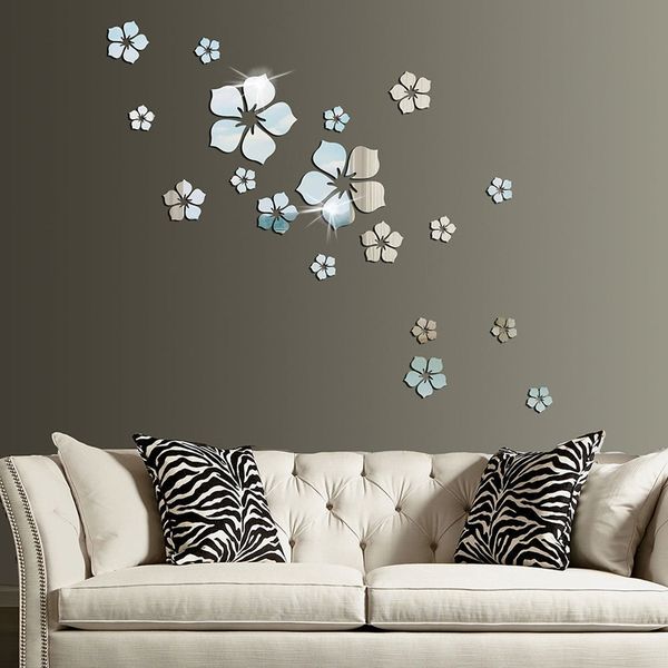Cherry Blossom Mirror Wall Sticker - 18-piece