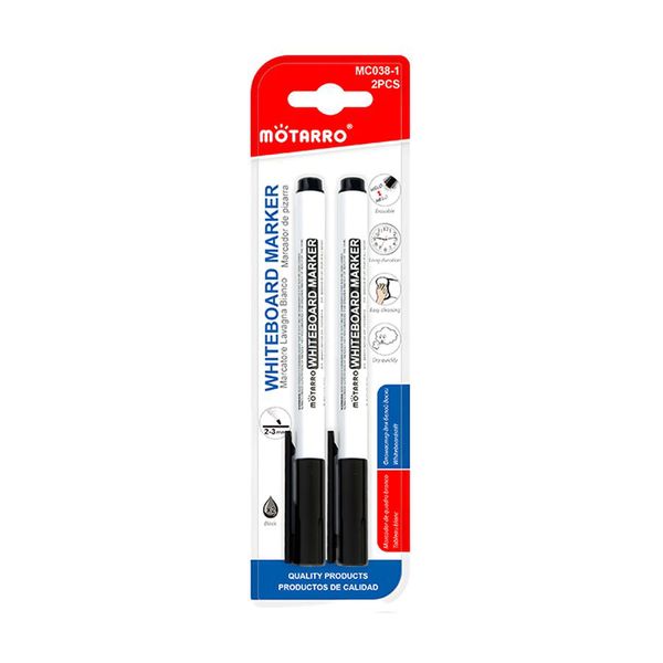 2 Pieces Black Quick Dry Easy Clean Whiteboard Markers