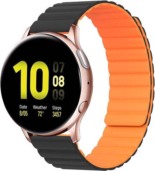 Magnetic Silicone Watch Band for Samsung &amp; CR (TM) Cloth - Black &amp; Orange