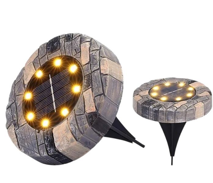 Solar-Powered Stone Effect Ground Lights -Set of 2