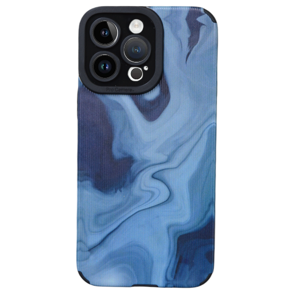 Black and Blue Tie Dye Design Phone Case - For iPhone 14 Pro Max - Blue