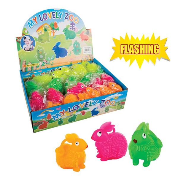Bulk Pack x 24 Animals Prickly Bunny Flashing Light 5.5cm