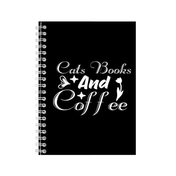 Cats Books A5 Notebook Spiral and Lined Coffee Sayings Graphic Notepad 118