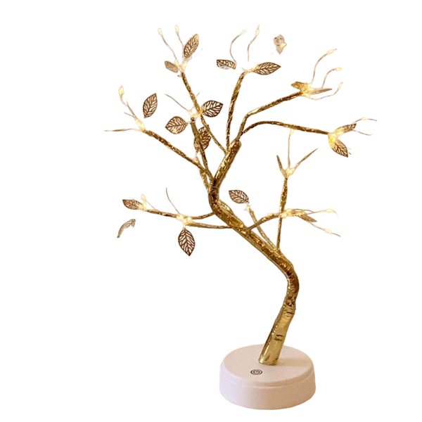 LED Golden Leaves Tree Table Lamp With Base DC USB /Battery Operated- SD