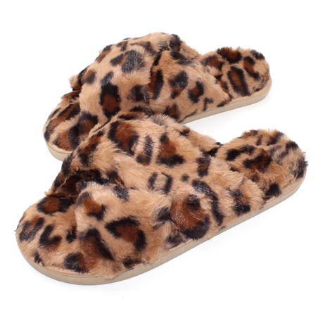 plush criss cross slippers