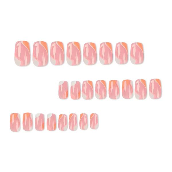 Acrylic Press On Nails, French Tip Artificial Nails With Design