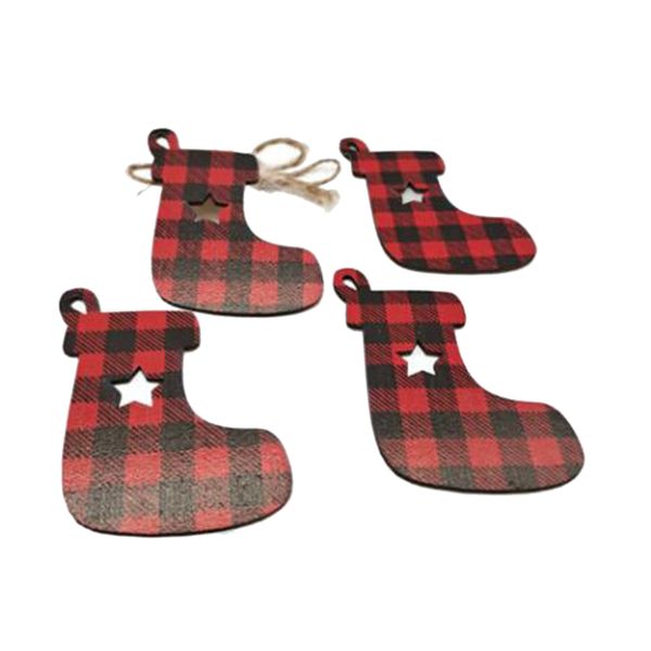 10PCS Christmas Tree Hanging Decorations Wooden Pendants Ornaments Single S
