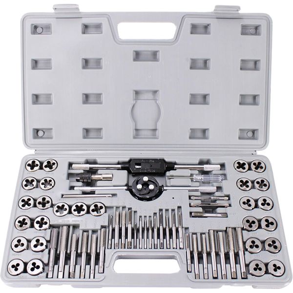 60-Piece Set of Taps and Dies, Metric and Imperial Set Die Kit