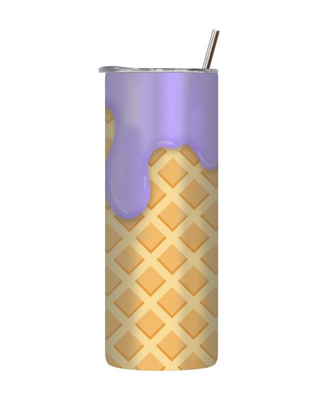 Purple 20 Oz Tumbler with Lid and Straw Trendy Ice Cream Graphic Gift 218