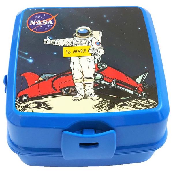Blue Square Lunch Box Astronaut Themed