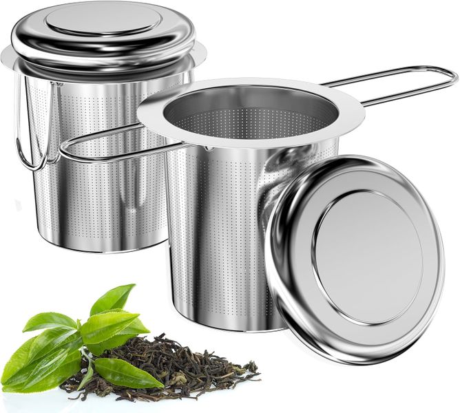 2x Tea Strainer | 304 Stainless Steel | Foldable Grip | Fine Mesh