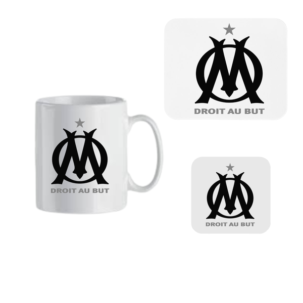 Mug, Coaster and Mouse Pad Combo - Olympique-de-Marseille-Emblem