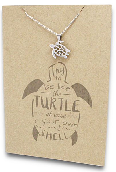 Stainless Steel Necklace On Message Card-Turtle Shell