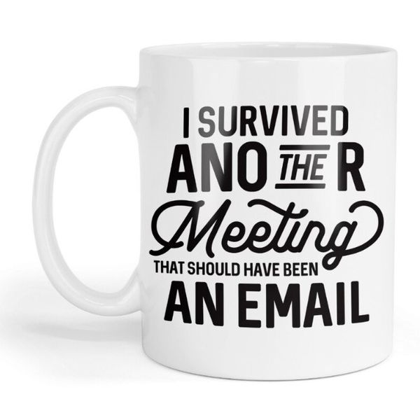 I Survived Another Meeting Christmas Birthday Colleague Office Gift Mug