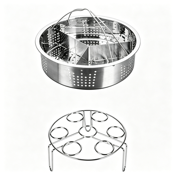 Accessories Steamer Basket with Egg Steamer Rack, Divider, Set of 3 pieces