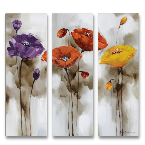 Canvas Flowers 3 Piece - 900x900mm Each
