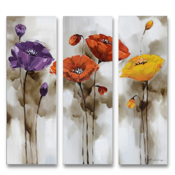 Canvas Flowers 3 Piece - 900x900mm Each 