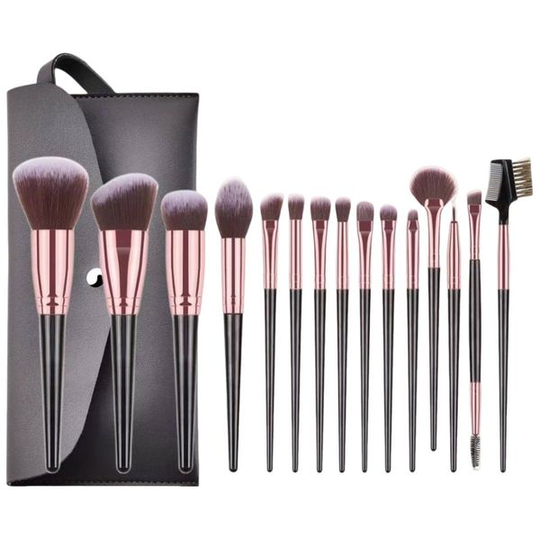 Professional 15-Piece Makeup Brush Set with Makeup Bag for Makeup Beginners