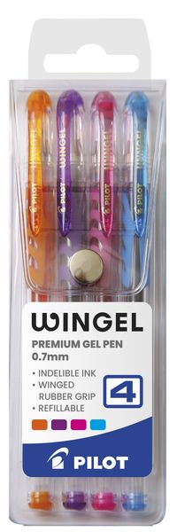 Pilot Wingel 0.7mm Gel Pens - Wallet of 4 Fashion Colours