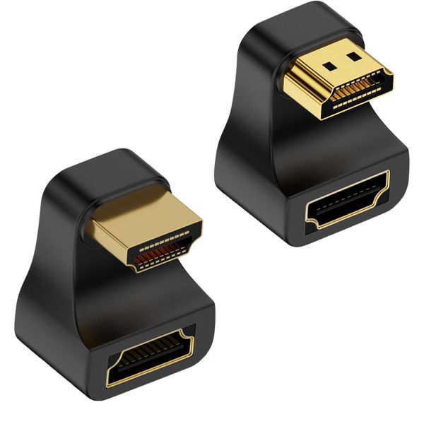 2pc HDMI 180 Degree 48G 8K 60Hz Up Down Angle U Shap Male to Female Adapter