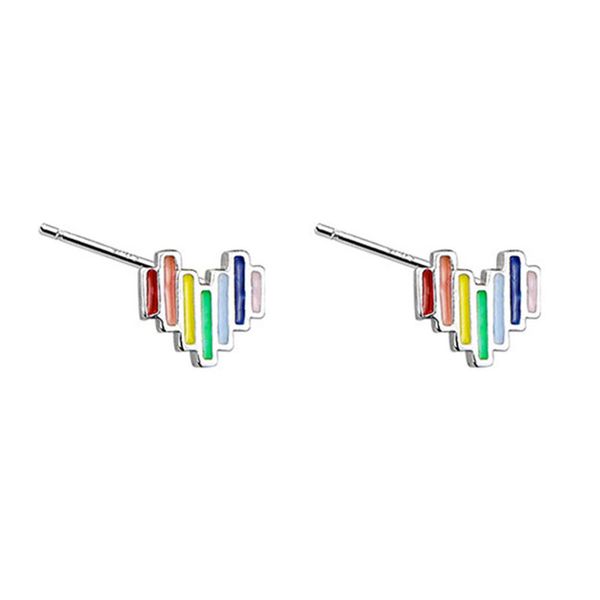 Heart Stamped Rainbow Earrings
