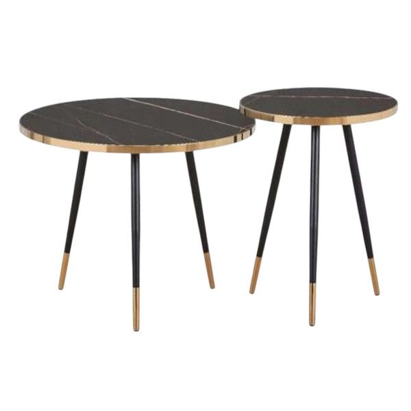 Coffee Table Nesting Table with Triangular Bracket - Set of 2