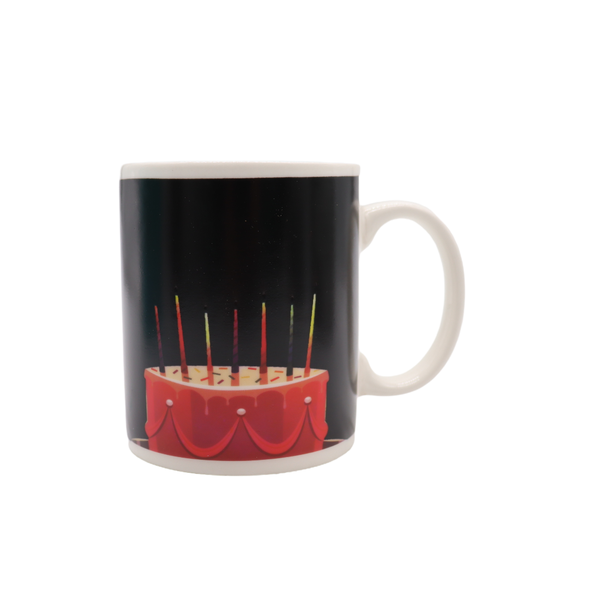 Color Changing Heat Sensitive, Ceramic Mugs "Happy Birth Day Cake