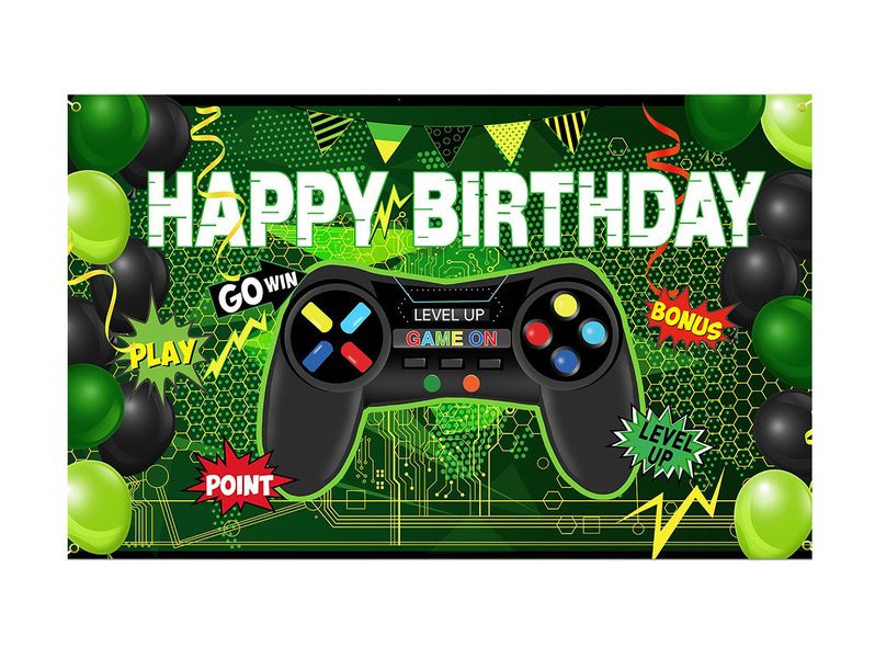 Medium Kids Birthday Party Table and Photography Backdrop - Gaming