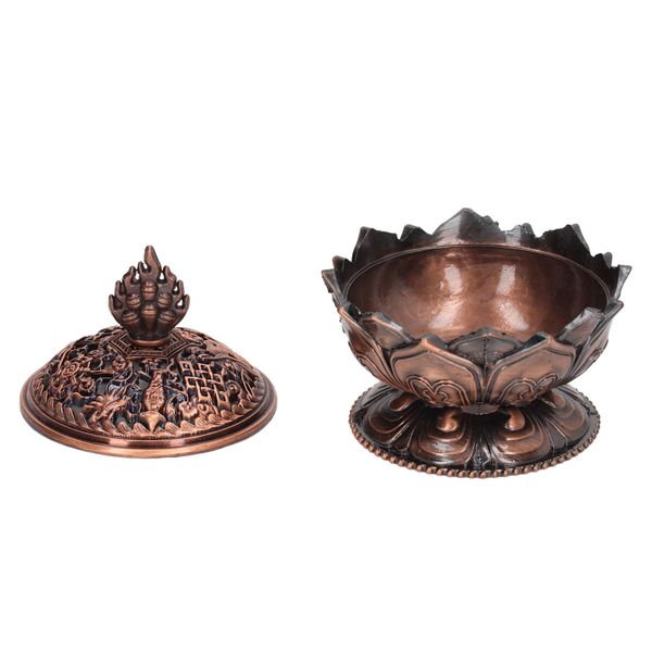 Lotus Incense Burner Flower Shaped Alloy Incense Holder Antique Bronze