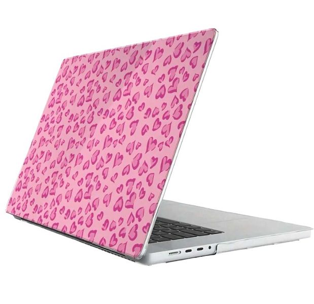 Transparent Heart Patterned Case For MacBook Pro 13.3-inch - Pink