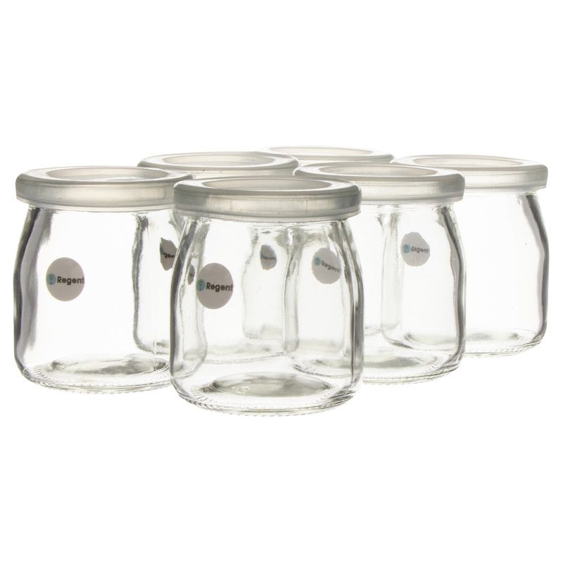 Regent Yoghurt Jar With Plastic Lid 6 Pack 150ml 72X65mm Diameter