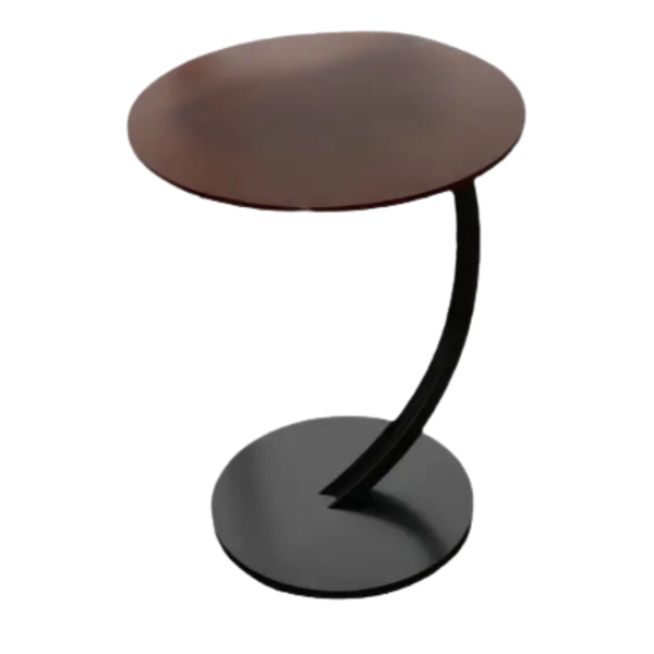 C Shaped End Round Sofa Table with Metal Frame