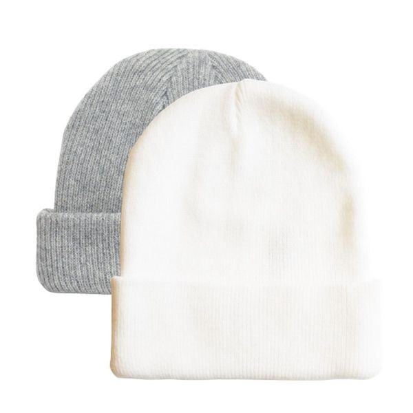 Knitted Beanie 2 Pack - Grey &amp; White