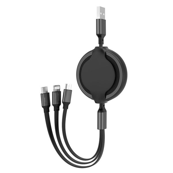 3 In 1 USB Cable Retractable Data Cord Compatible With Iphone Samsung