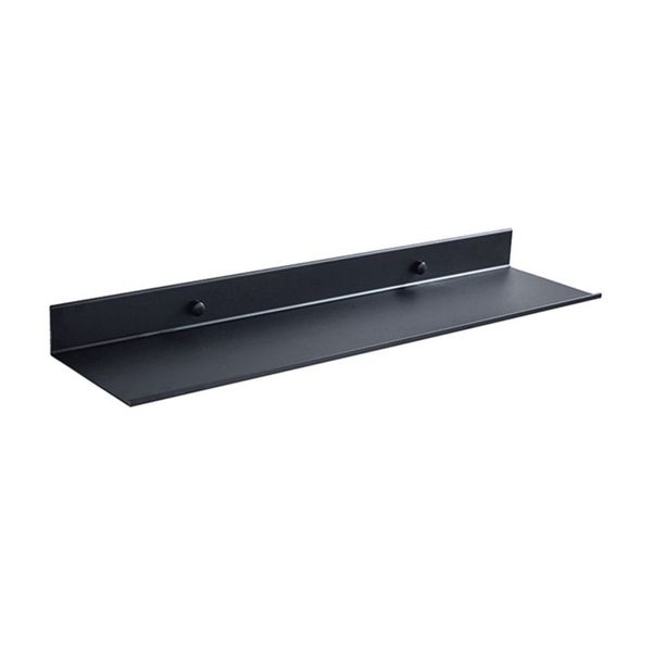 Floating Wall Shelf Black for Kitchen Bathroom Storage Rack Mirror Metal