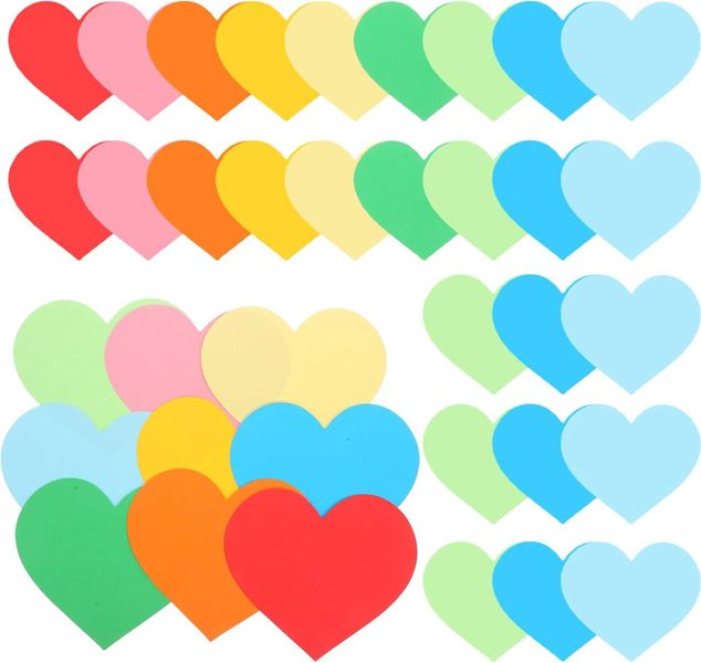 54pcs Colorful Heart Paper Cutouts Classroom Bulletin Board Decorations