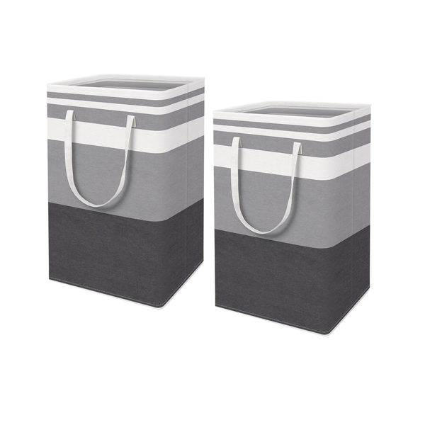 2 Pack 75L Large Waterproof Laundry Basket - Gradient Grey