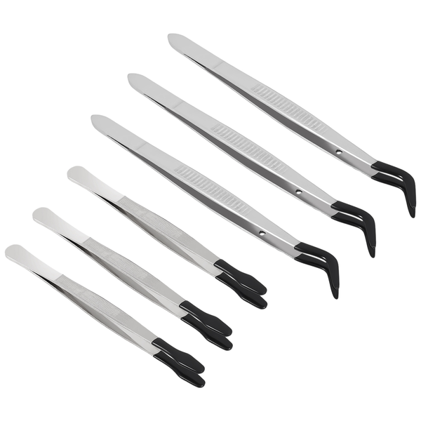 6 Pcs Rubber Tip Tweezers PVC Laboratory Industrial Hobby Craft Tool