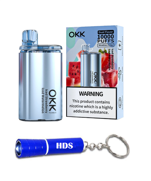 OKK 10000 Puff 35mg Vape - Strawberry ice and Watermelon Ice with HDS Torch