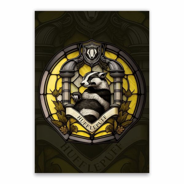 Hufflepuff Glass Art Poster - A1