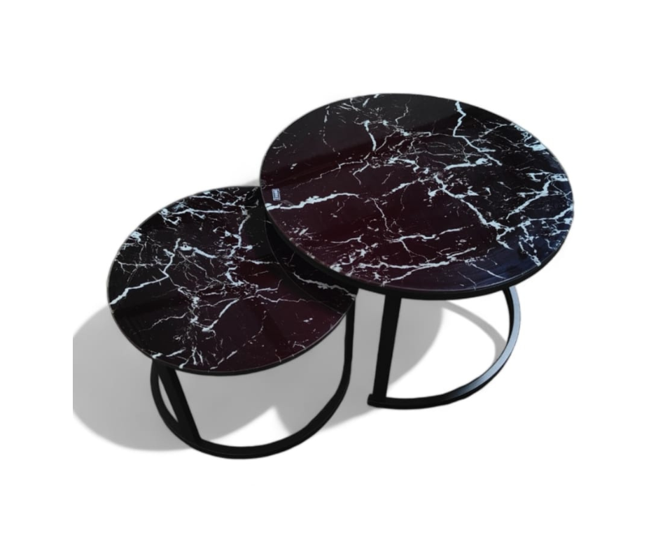 Side Tables Living Room SUNBURY Round Coffee Table, Nesting Tables