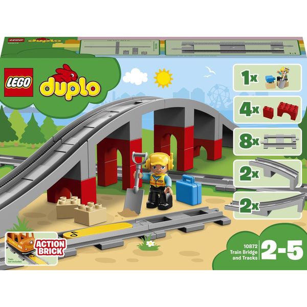 LEGO® DUPLO® Train Bridge and Tracks 10872 Construction Toy Set; Educational Toys for Toddlers (26 Pieces)